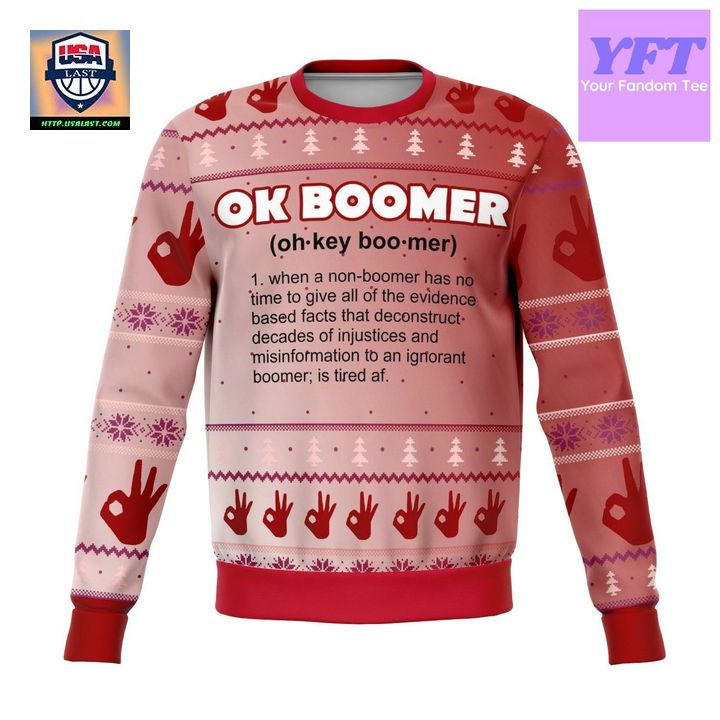 Ok Boomer Mean Meme Design 3d Ugly Christmas Sweater