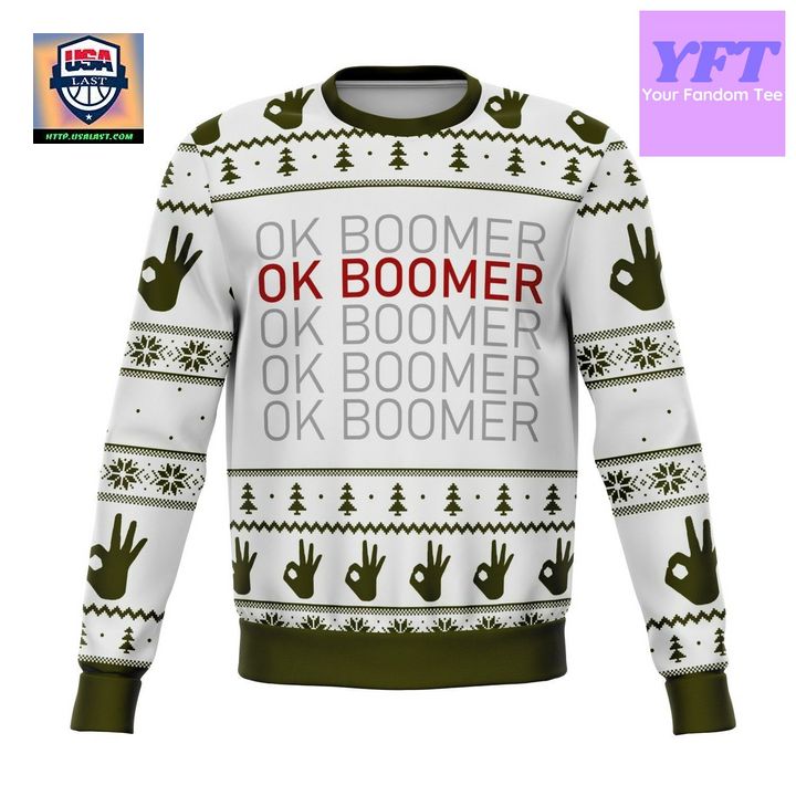 Ok Boomer Meme Design 3d Ugly Christmas Sweater