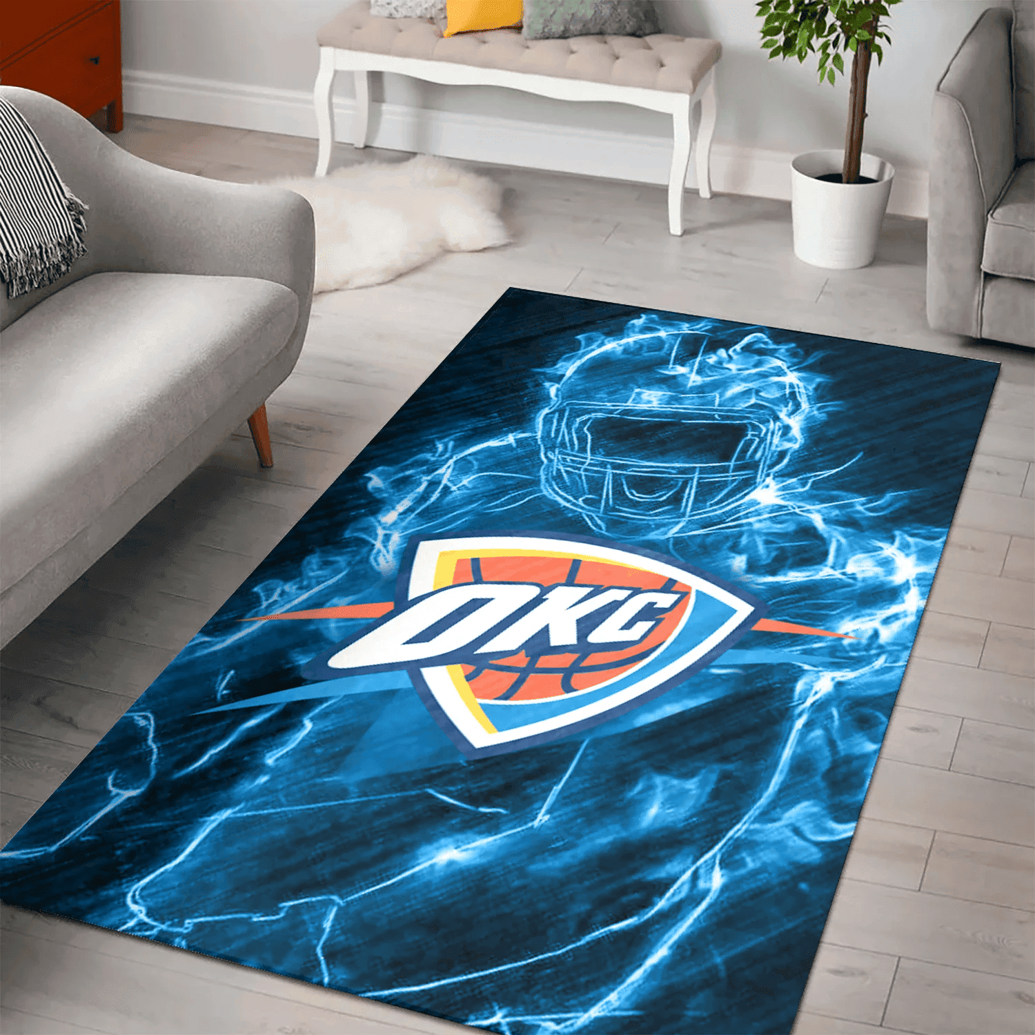 Oklahoma City Thunder Legend 3D Full Print Rectangle Area Rug – Full Print Carpet For Living Room & Bedroom Home Decor