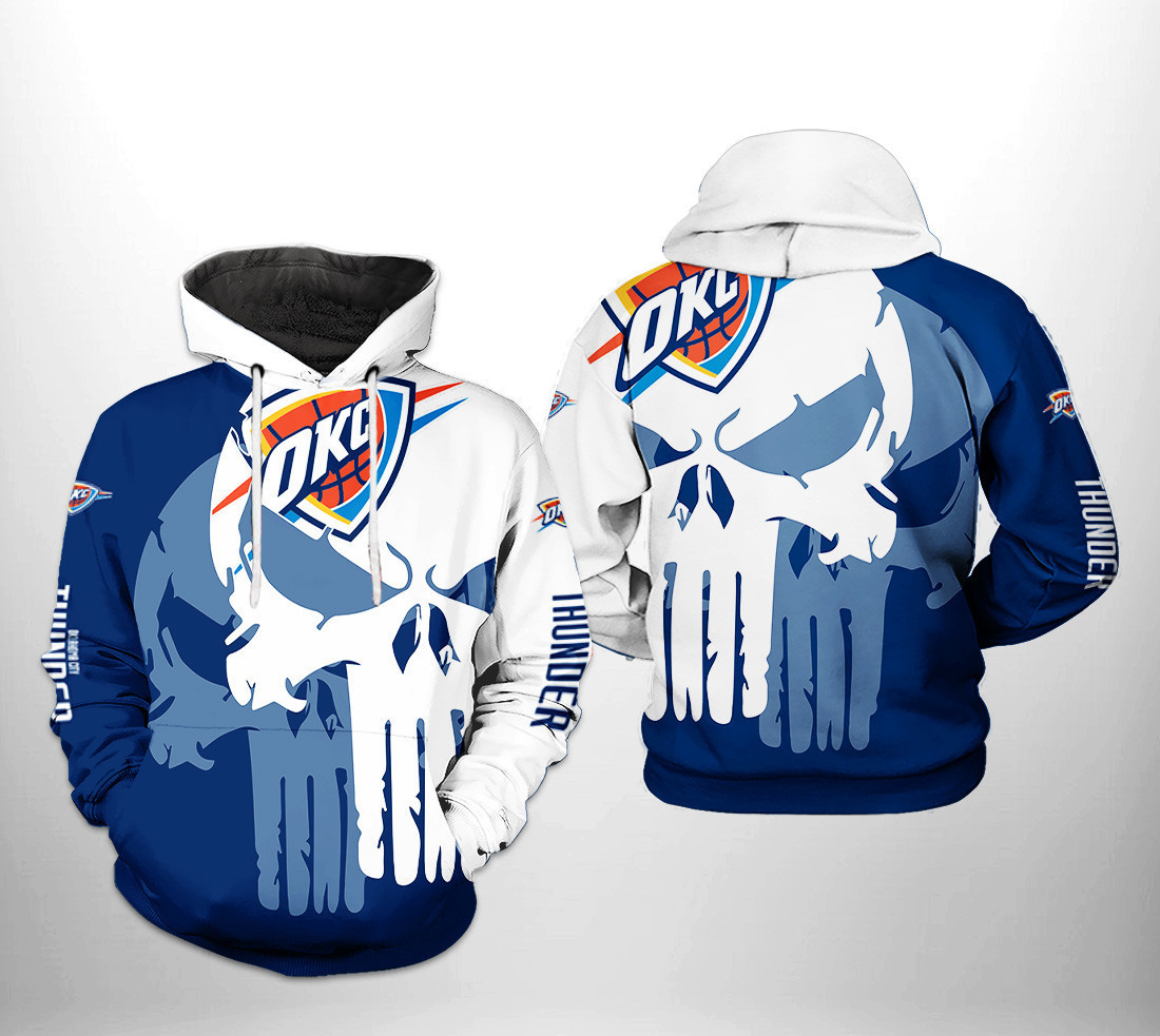 Oklahoma City Thunder NBA Team Skull 3D All Over Print Hoodie & Zip Hoodie