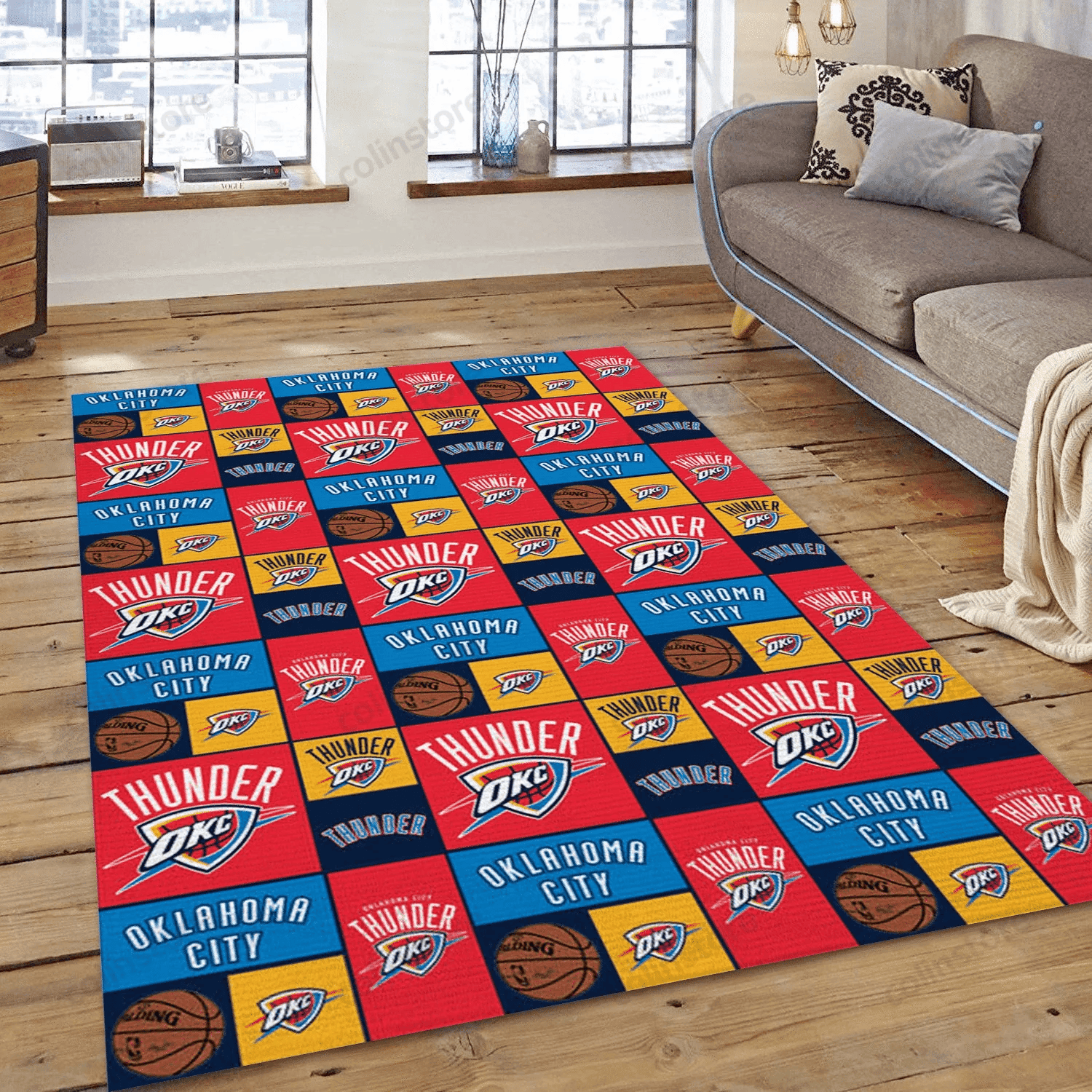 Oklahoma City Thunder Patterns 1 Rectangle Area Rug – Full Print Carpet For Living Room & Bedroom Home Decor