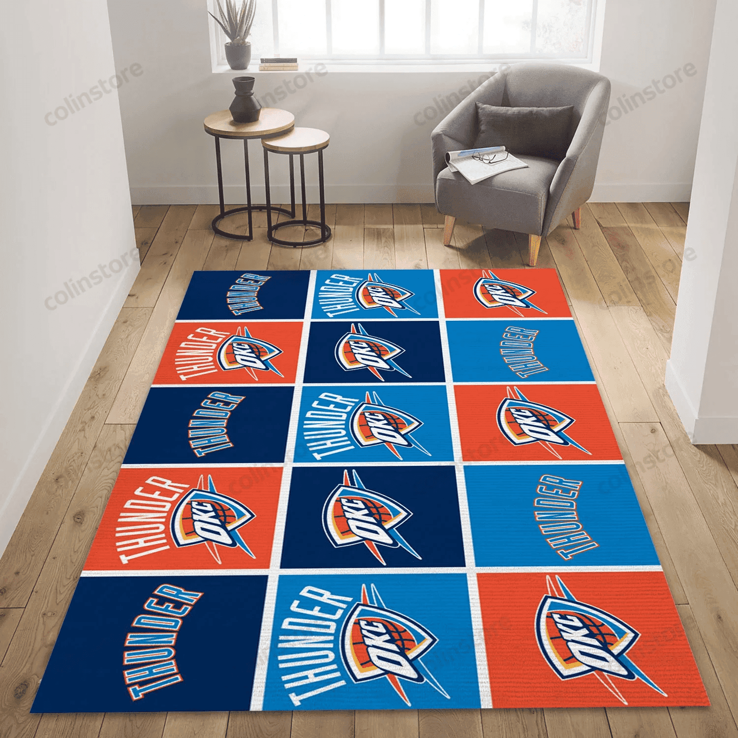 Oklahoma City Thunder Patterns Rectangle Area Rug – Full Print Carpet For Living Room & Bedroom Home Decor