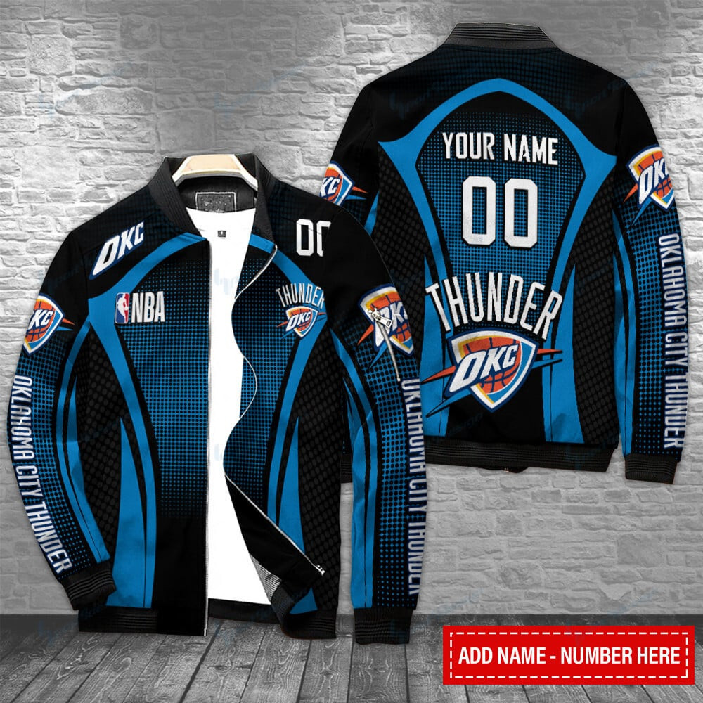 Oklahoma City Thunder Personalized Bomber Jacket | NBA Team Jacket for Men & Women | Basketball Fan Gift