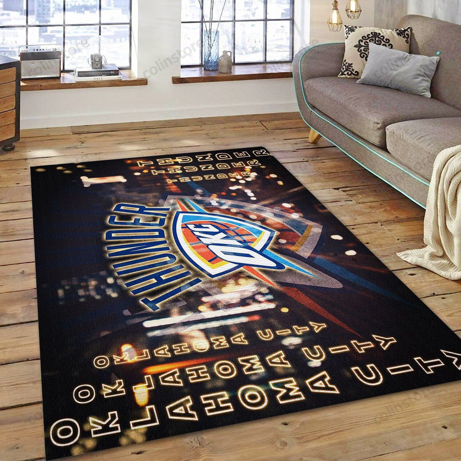 Oklahoma City Thunder Rectangle Area Rug – Full Print Carpet For Living Room & Bedroom Home Decor