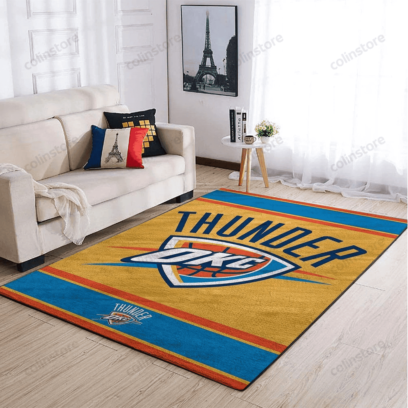 Oklahoma City Thunder Team Logo 3D Rectangle Area Rug – Full Print Carpet For Living Room & Bedroom Home Decor