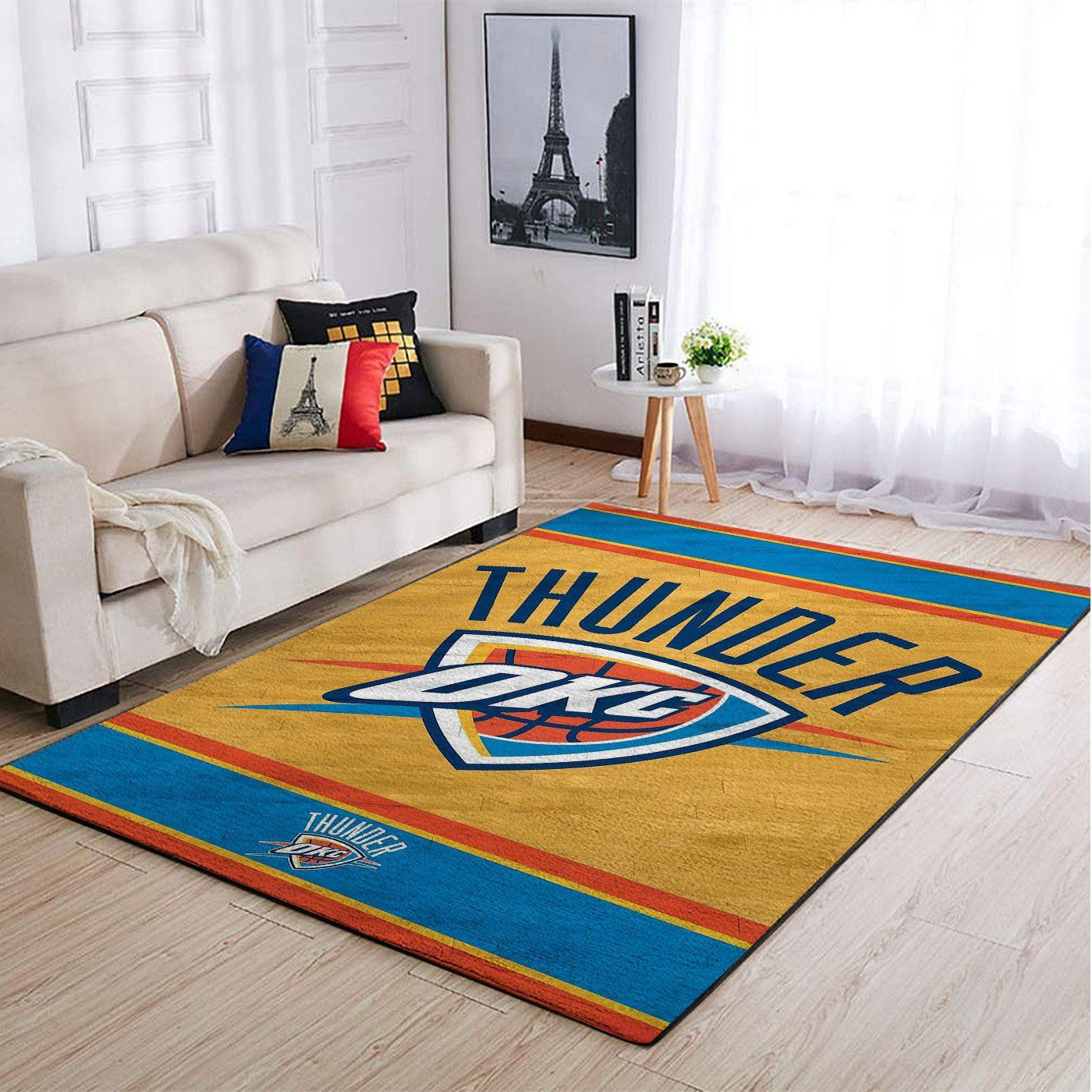 Oklahoma City Thunder Team Logo Rectangle Area Rug – Full Print Carpet For Living Room & Bedroom Home Decor