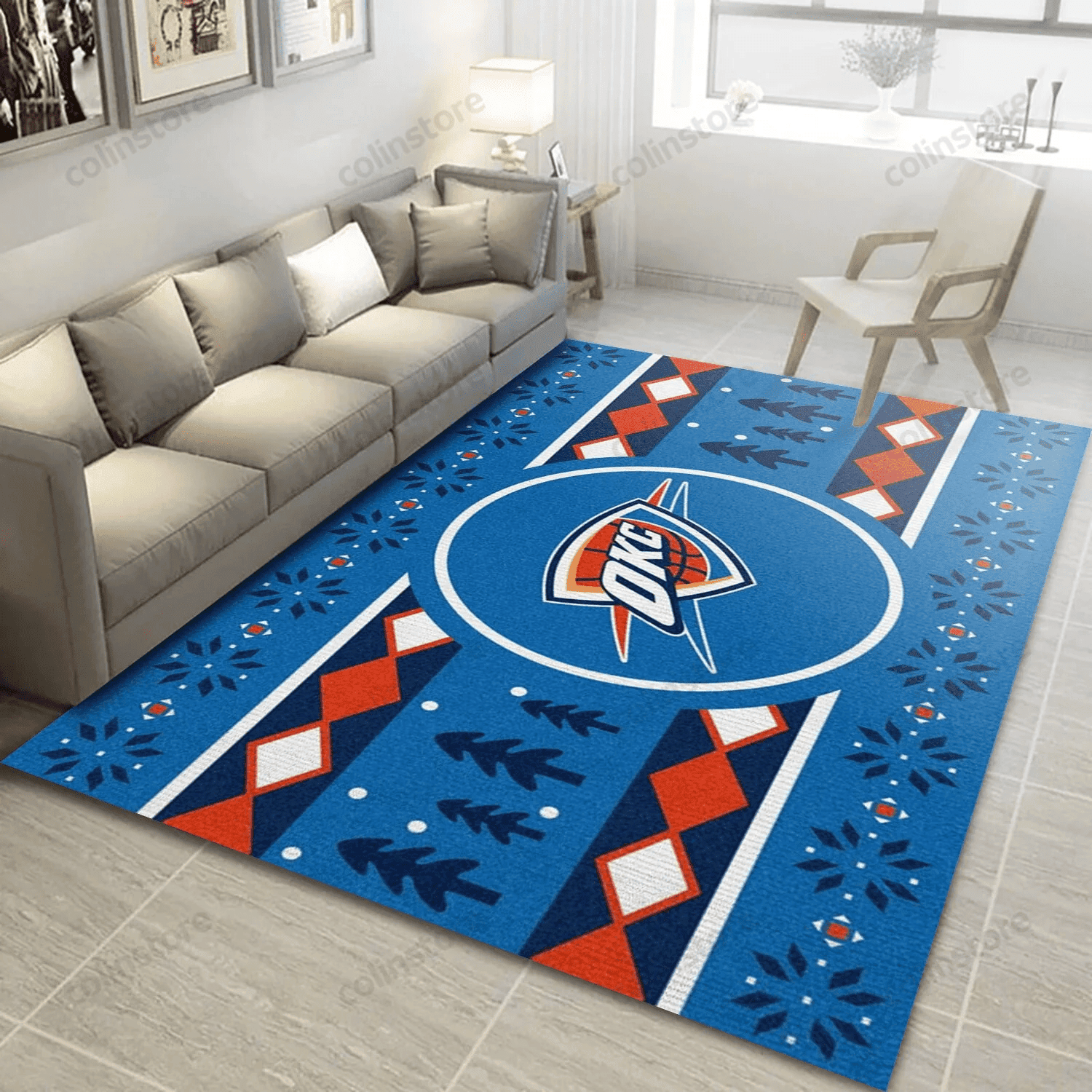 Oklahoma City Thunder Team Rectangle Area Rug – Full Print Carpet For Living Room & Bedroom Home Decor