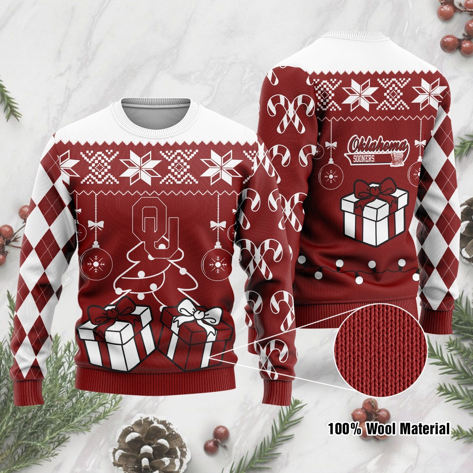 Oklahoma Sooners Funny Ugly Christmas Sweater Holiday Xmas Party Men Women Plus Size