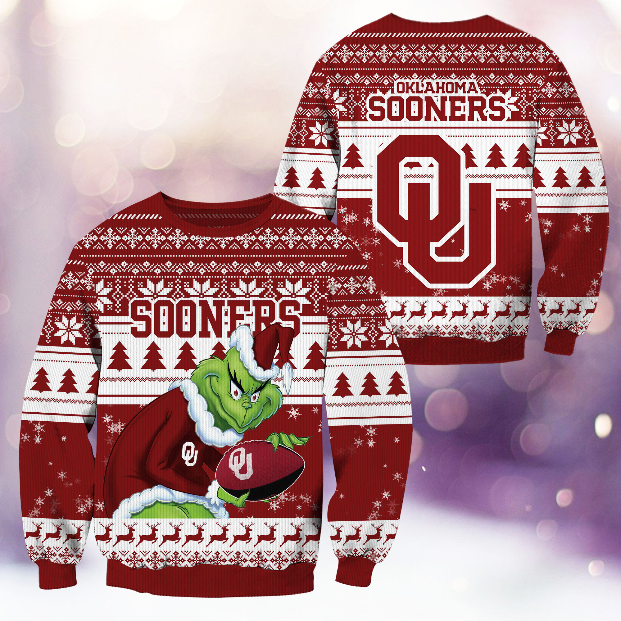Oklahoma Sooners Grinch Ugly Christmas Sweater,