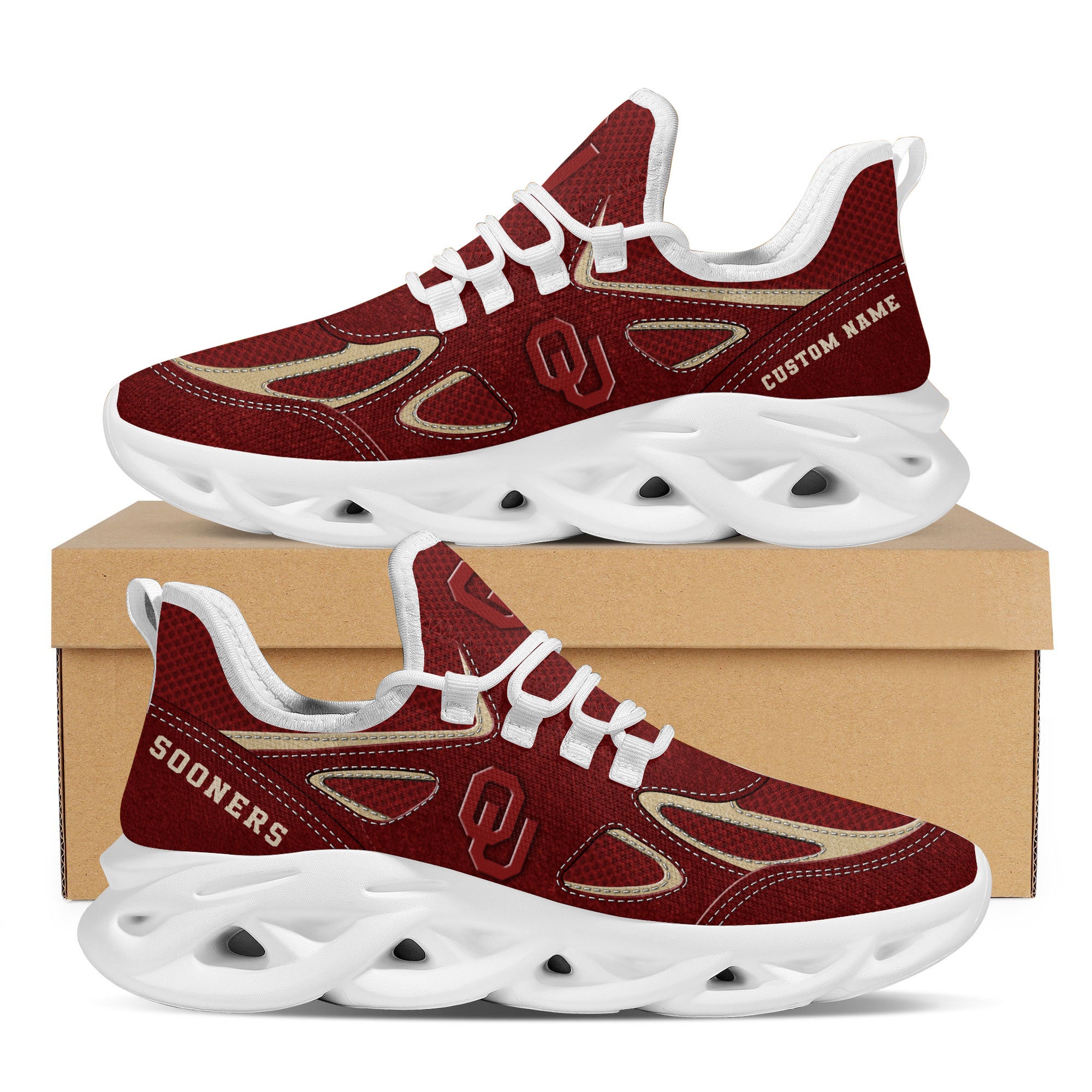 Oklahoma Sooners Max Soul Shoes Sneakers for Men And Women – NCAA Fan Shoes, Team Sneakers