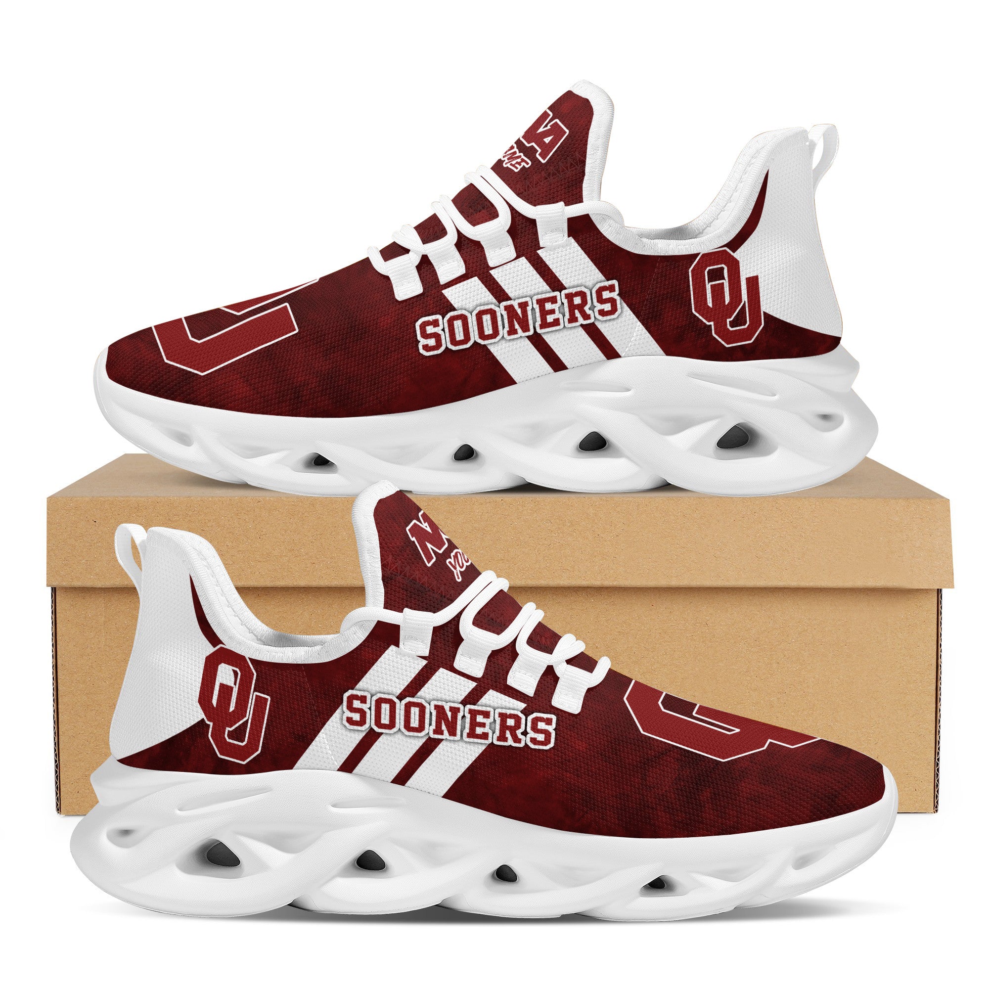 Oklahoma Sooners Max Soul Shoes Sneakers for Men And Women – NCAA Fan Shoes, Team Sneakers