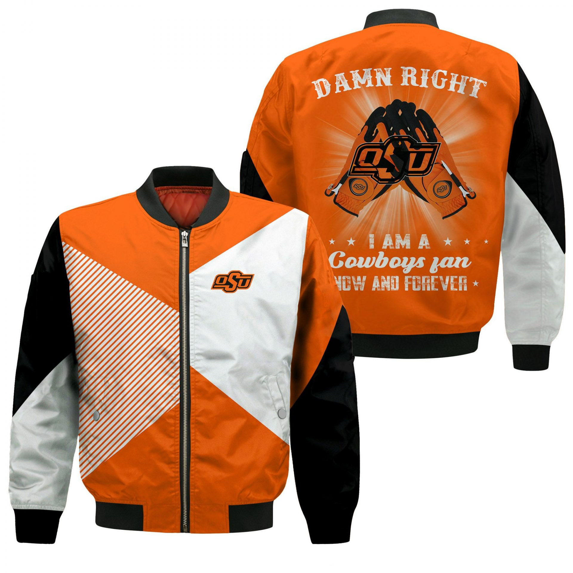 Oklahoma State Cowboys Fan Now And Forever Bomber Jacket | NCAA College Team Jacket for Men & Women | Sports Fan Gift