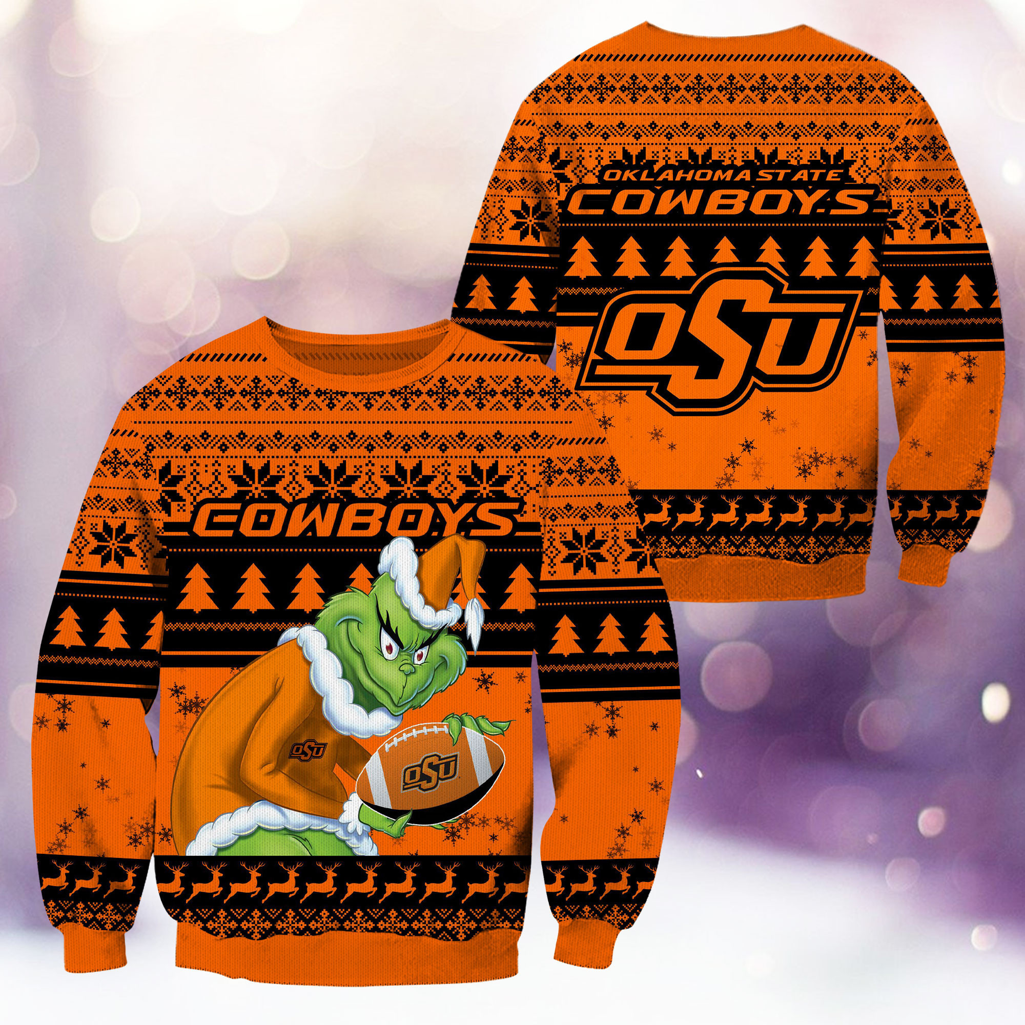 Oklahoma State Cowboys Grinch Ugly Christmas Sweater