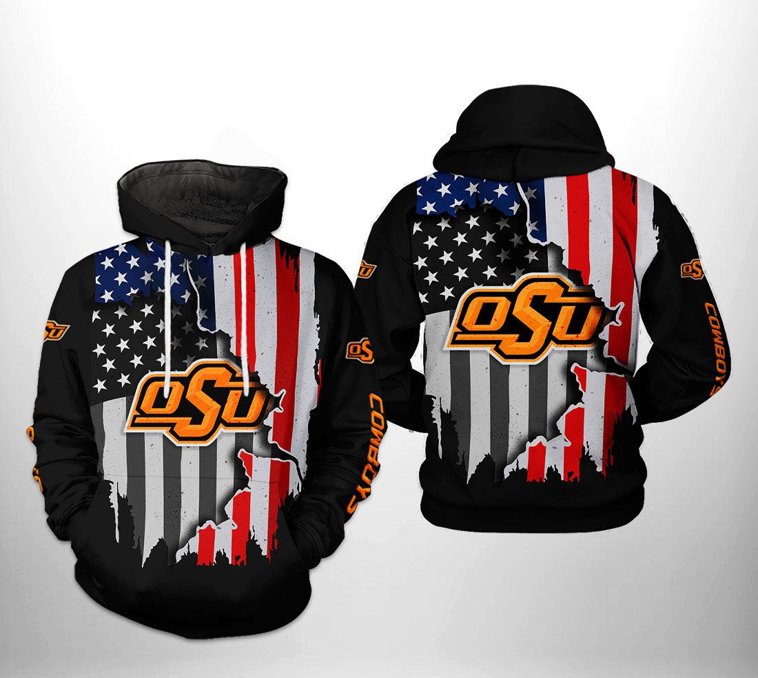 Oklahoma State Cowboys NCAA US Flag 3D All Over Print Hoodie & Zip Hoodie
