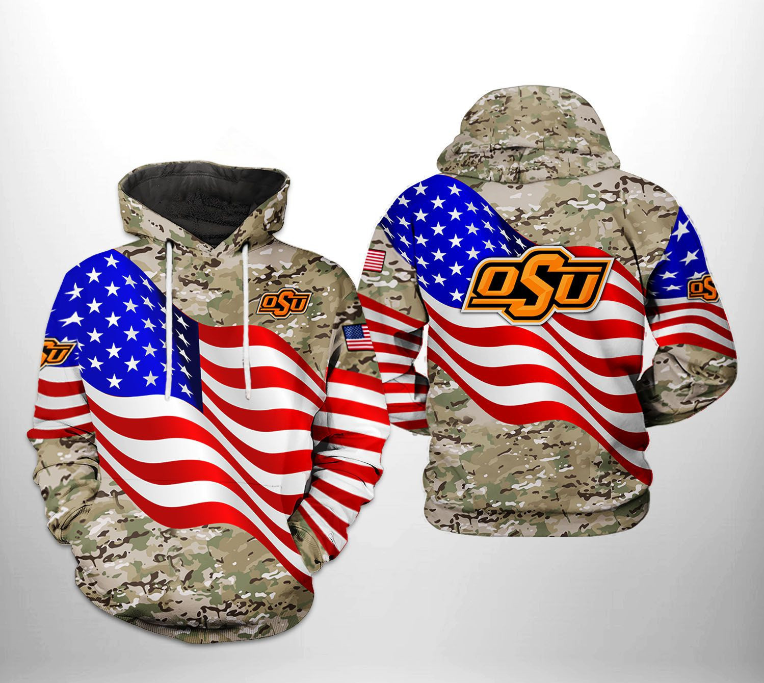 Oklahoma State Cowboys NCAA US Flag Camo Veteran 3D All Over Print Hoodie & Zip Hoodie