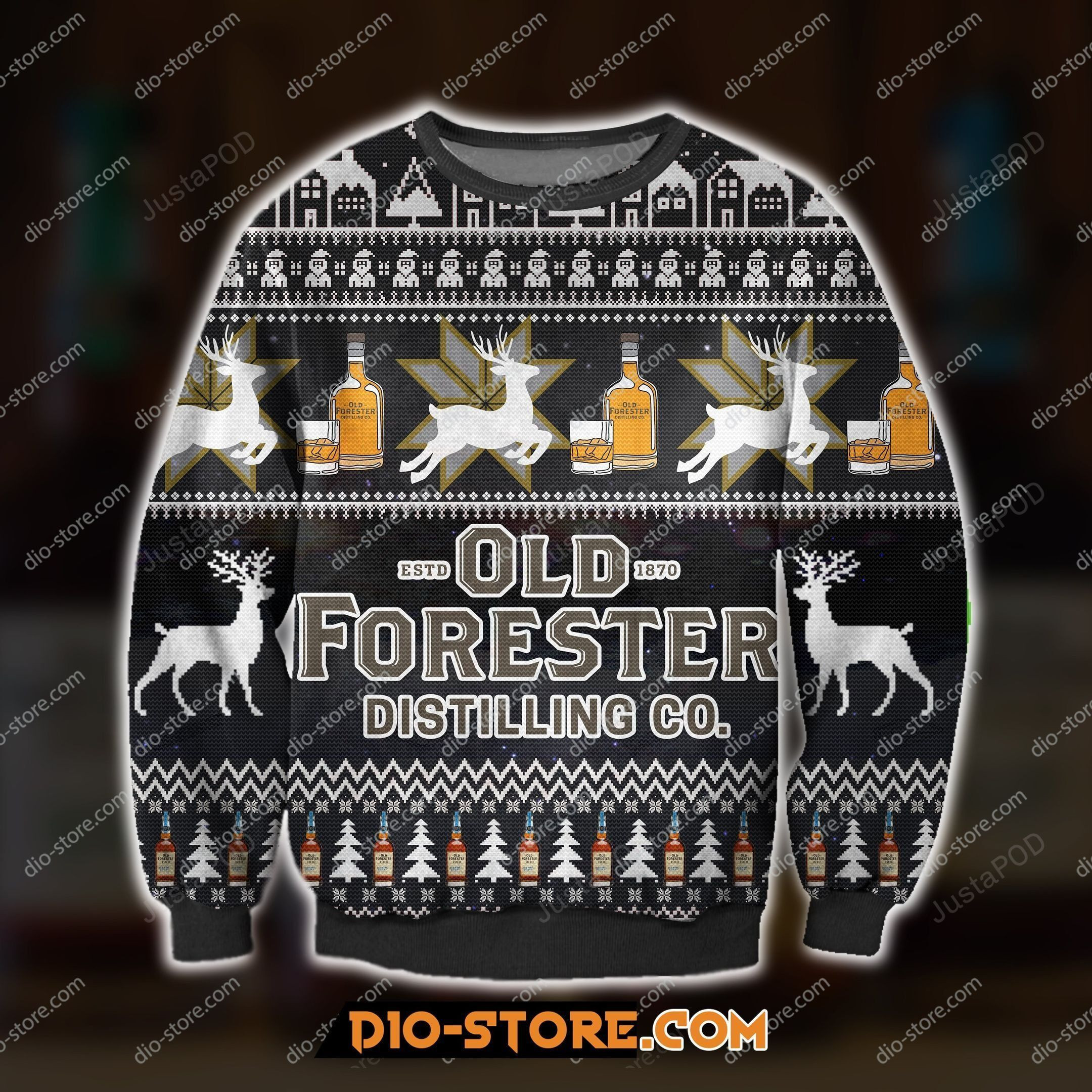 Old Forester Knitting Pattern Ugly Christmas Sweater, Perfect Holiday Gift