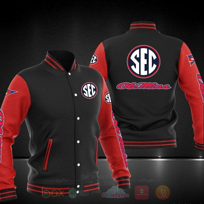 Ole Miss Rebels Black Red Varsity Baseball Jacket for Men & Women | NCAA Team Fan Gift