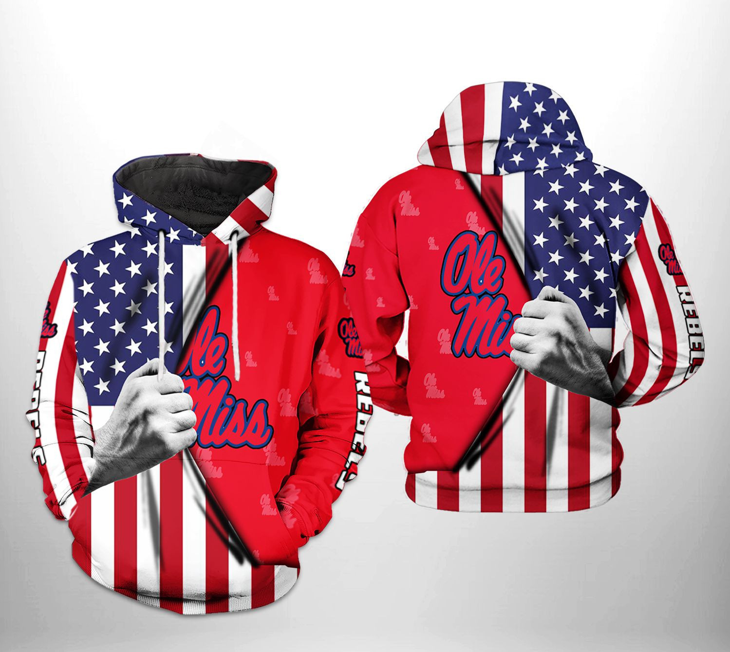 Ole Miss Rebels NCAA US Flag 3D All Over Print Hoodie & Zip Hoodie
