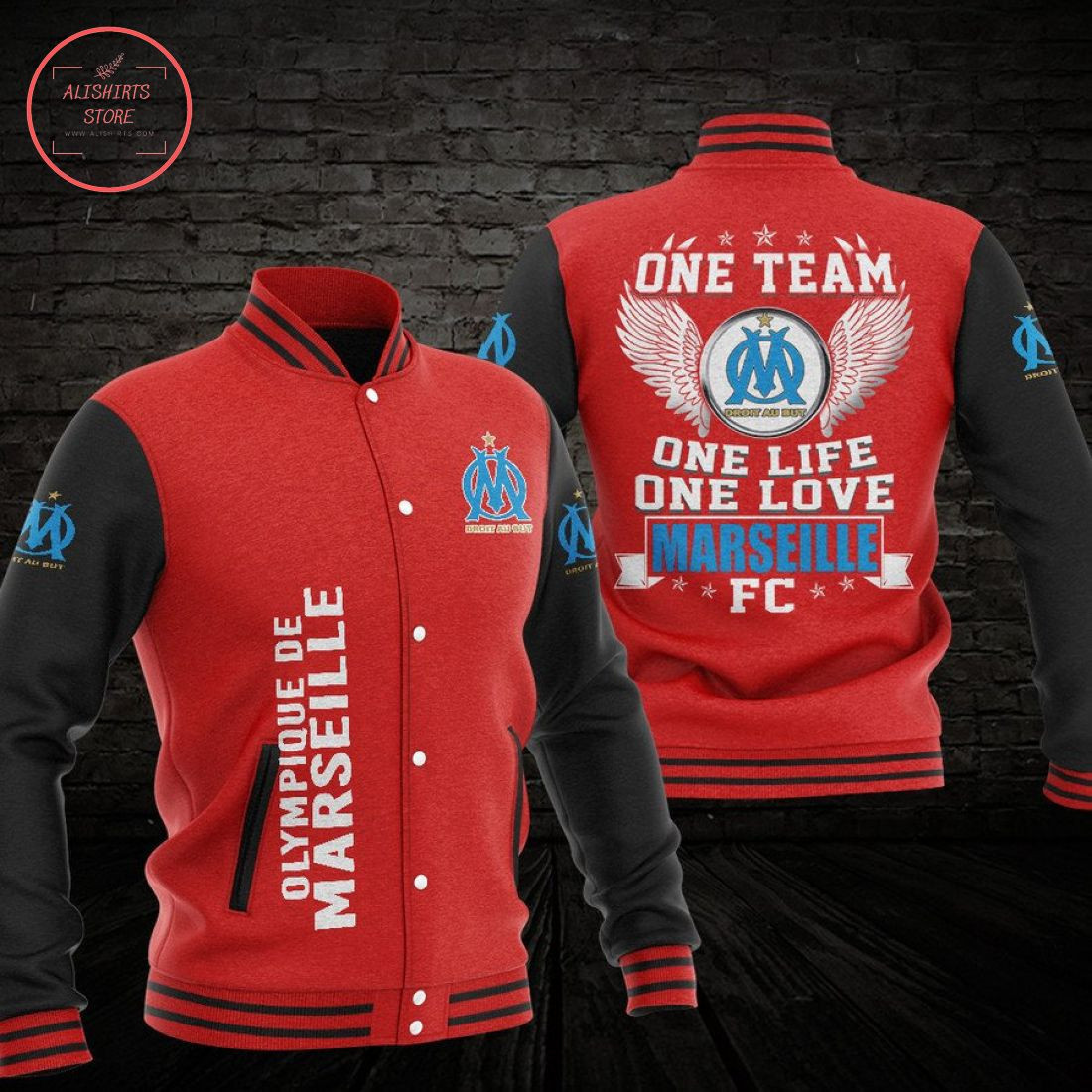 Olympique de Marseille Varsity Baseball Jacket for Men & Women | Soccer Team Fan Gift