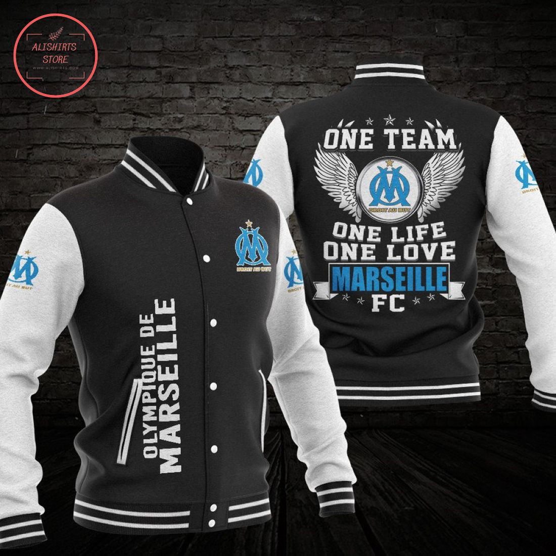 Olympique de Marseille Varsity Baseball Jacket for Men & Women | Soccer Team Fan Gift
