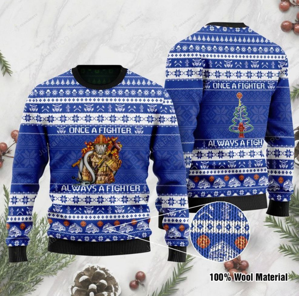 Once A Fighter Always A Fighter Ugly Christmas Sweater,