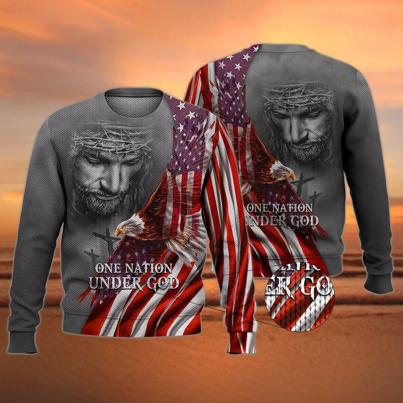 One Nation Under God Ugly Christmas Sweater, Perfect Holiday Gift