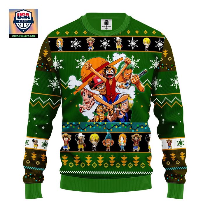 One Peace Green Anime Ugly Christmas Sweater Amazing Gift Idea Thanksgiving Gift