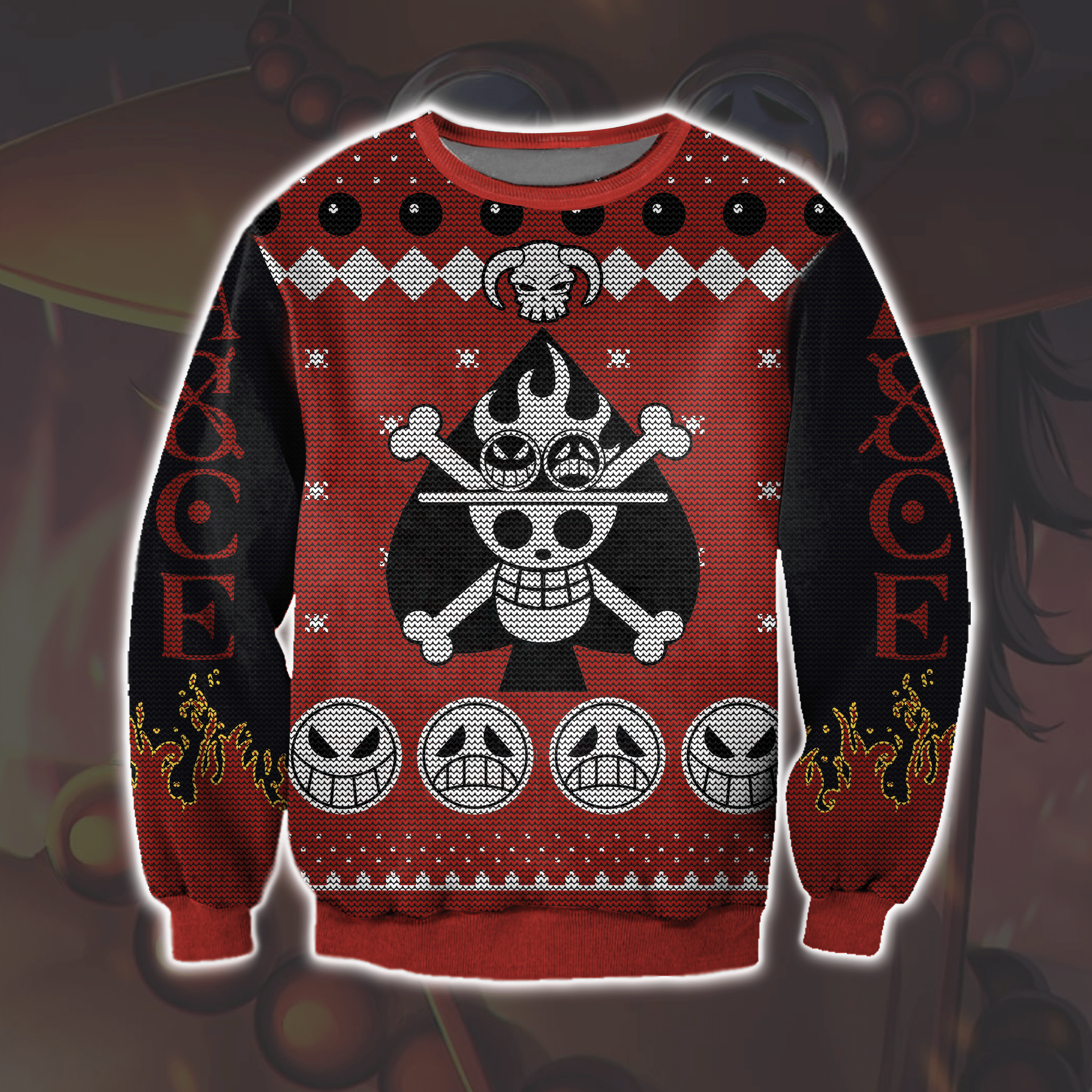 One Piece Ace 3D Print Ugly Christmas Sweater