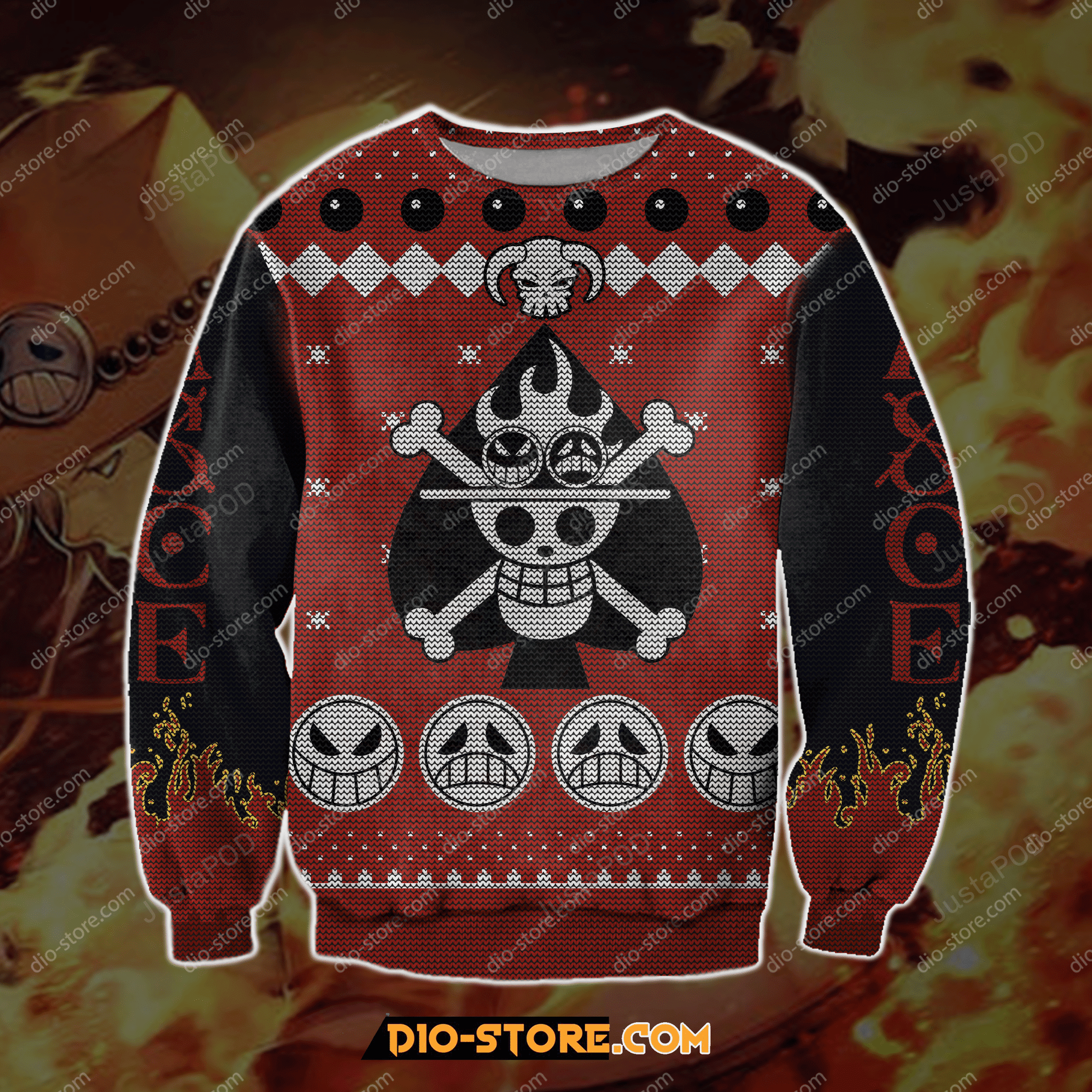 One Piece Ace Ugly Christmas Sweater, Perfect Holiday Gift