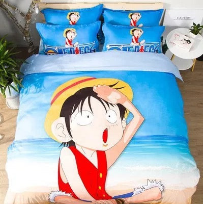 One Piece Monkey D Luffy Duvet Cover Quilt Cover Pillowcase Bedding Set Bed Linen Home Bedroom Decor