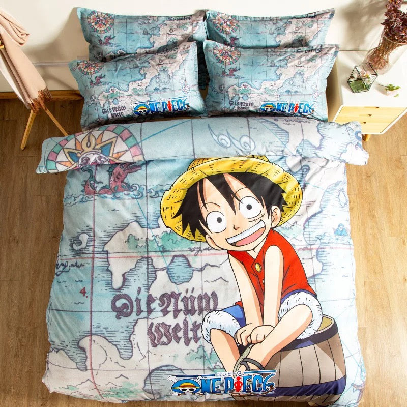 One Piece Monkey D Luffy Duvet Cover Quilt Cover Pillowcase Bedding Set Bed Linen Home Bedroom Decor
