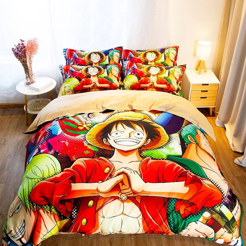 One Piece Monkey D Luffy Duvet Cover Quilt Cover Pillowcase Bedding Set Bed Linen Home Bedroom Decor