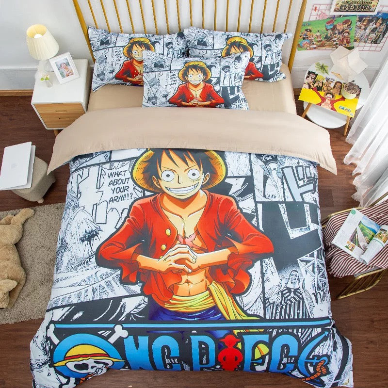One Piece Monkey D Luffy Duvet Cover Quilt Cover Pillowcase Bedding Set Bed Linen Home Bedroom Decor
