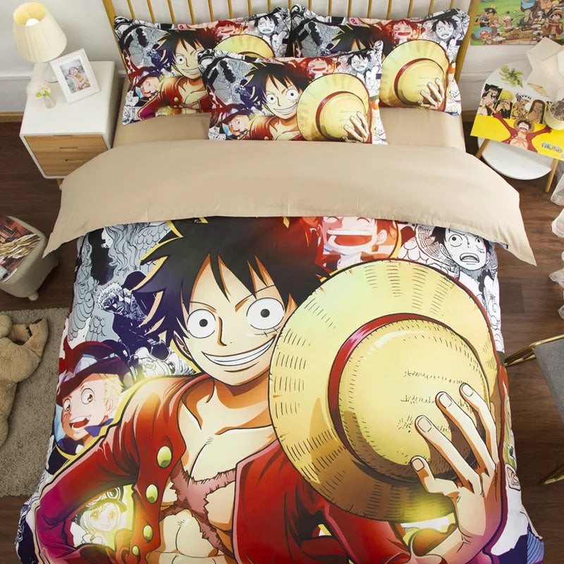 One Piece Monkey D Luffy Duvet Cover Quilt Cover Pillowcase Bedding Set Bed Linen Home Bedroom Decor