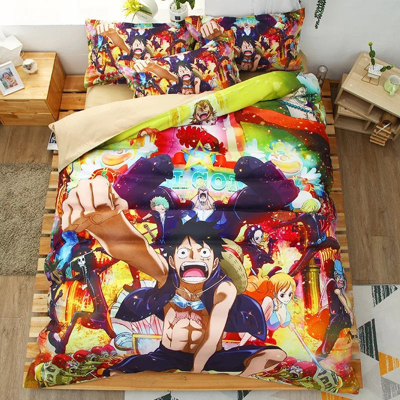 One Piece Monkey D Luffy Duvet Cover Quilt Cover Pillowcase Bedding Set Bed Linen Home Bedroom Decor