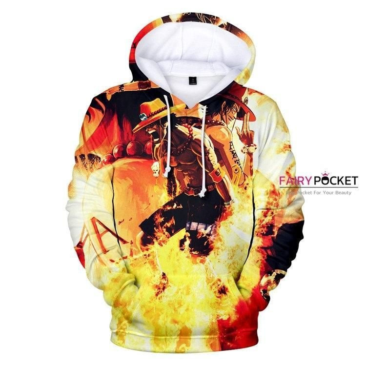 One Piece Portgas D. Ace Bright Yellow 3D All Over Print Hoodie & Zip Hoodie