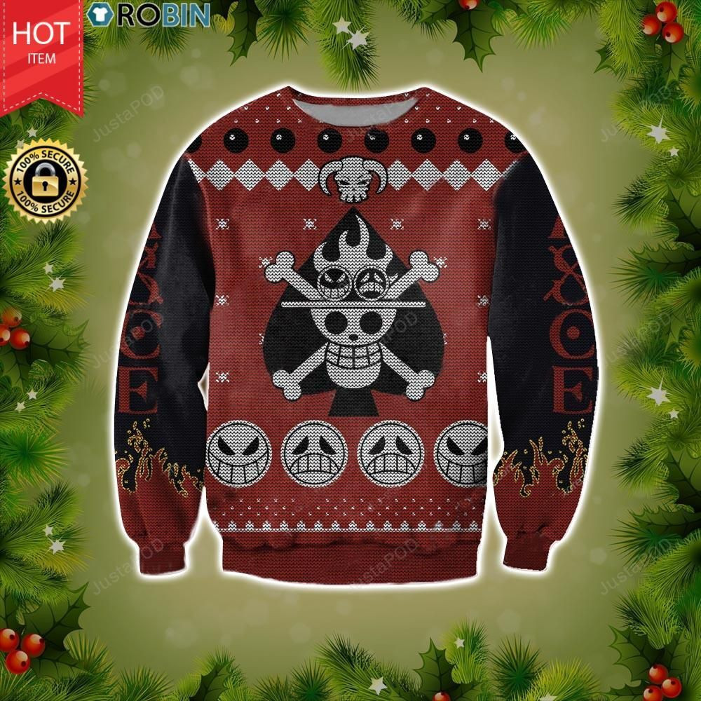 One Piece Portgas D. Ace Ugly Christmas Sweater, Perfect Holiday Gift