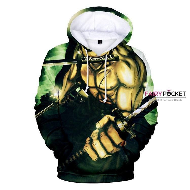 One Piece Roronoa Zoro Green 3D All Over Print Hoodie & Zip Hoodie