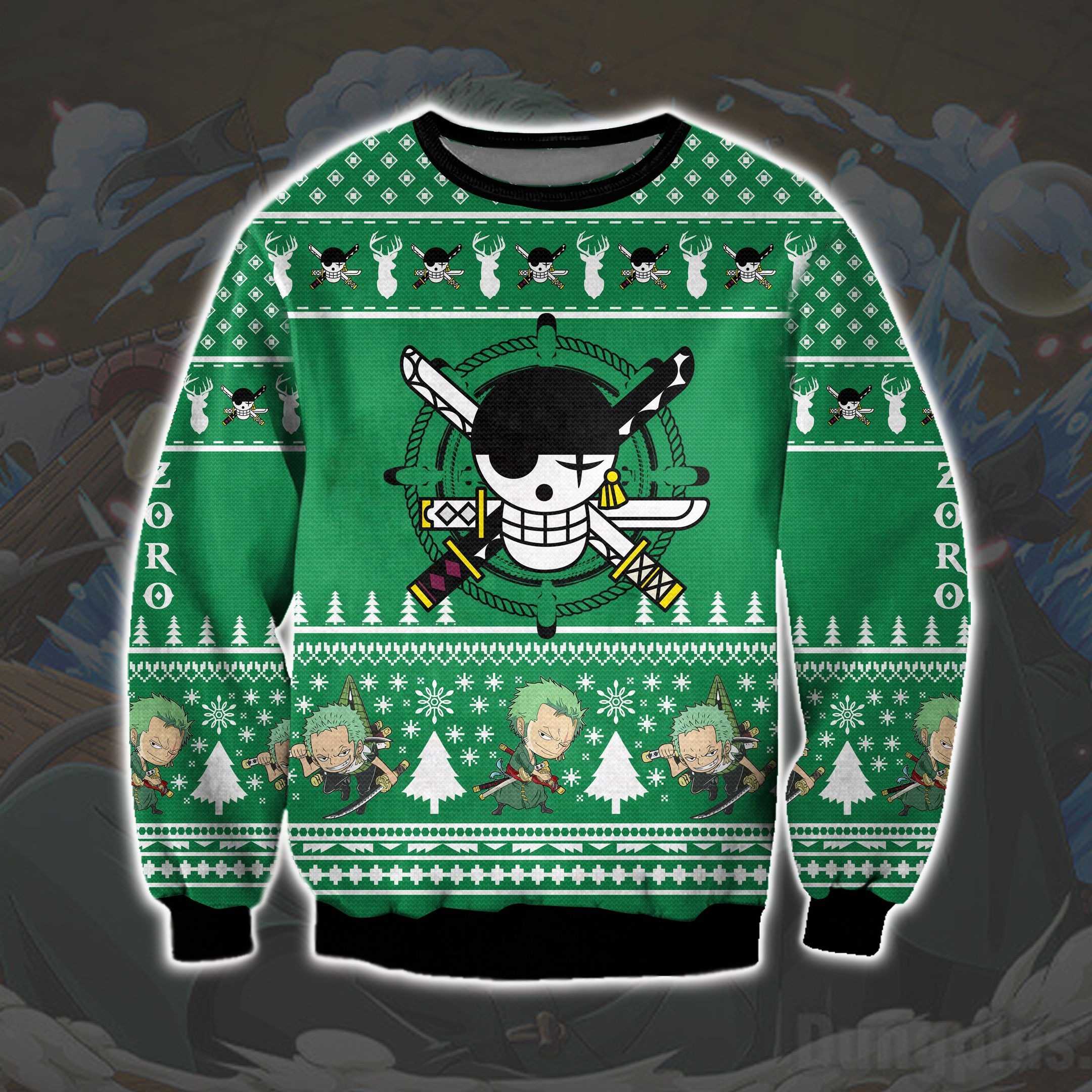 One Piece Zoro 3D Print Ugly Christmas Sweater