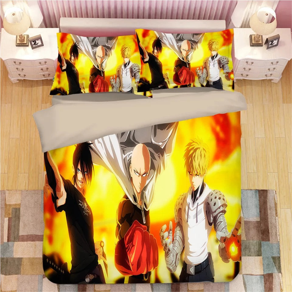 One Punch Man Duvet Cover Quilt Cover Pillowcase Bedding Set Bed Linen Home Bedroom Decor