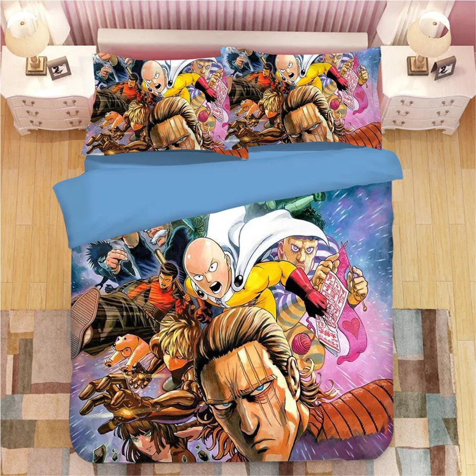 One Punch Man Duvet Cover Quilt Cover Pillowcase Bedding Set Bed Linen Home Bedroom Decor
