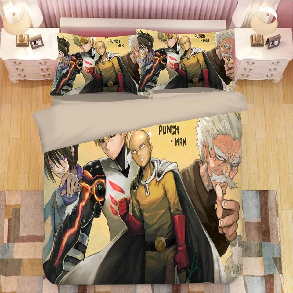 One Punch Man Duvet Cover Quilt Cover Pillowcase Bedding Set Bed Linen Home Bedroom Decor