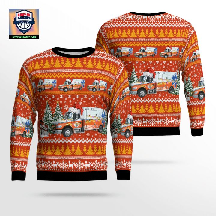 Orange EMS North Carolina Christmas AOP Sweater