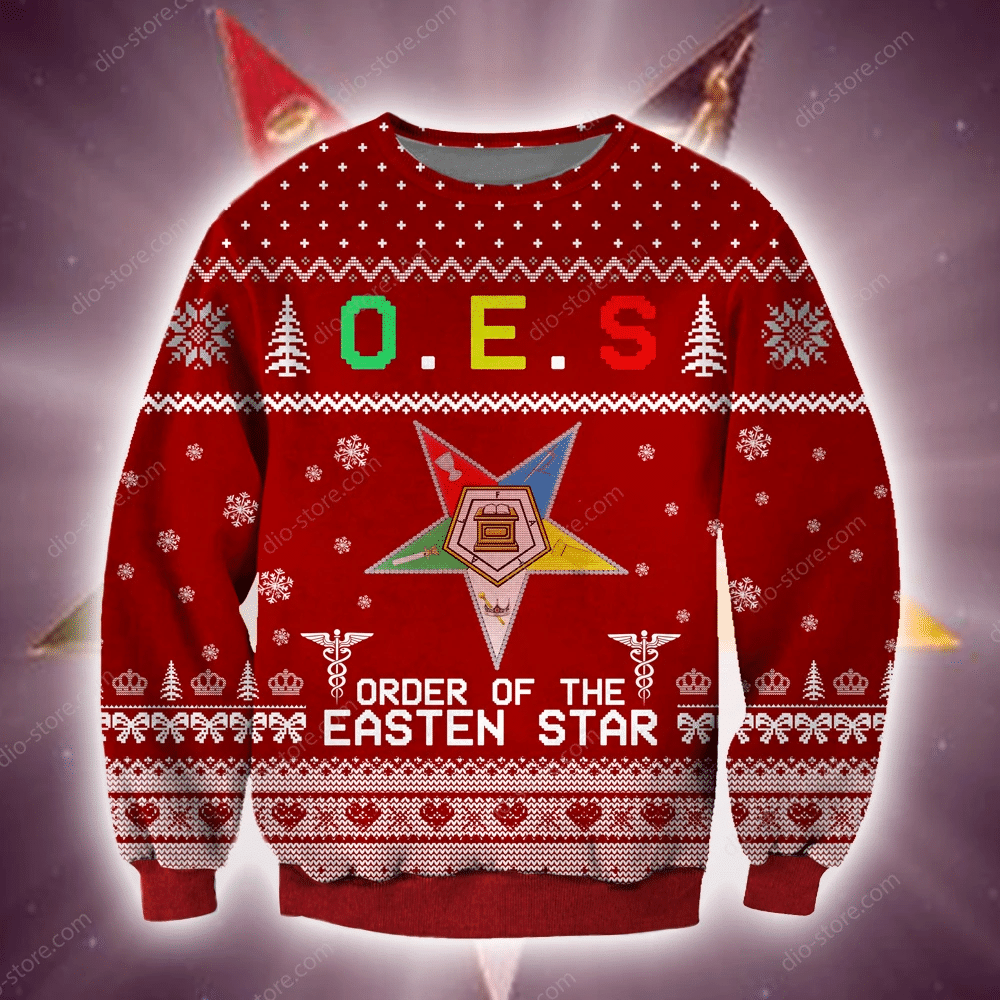 Order Of The Eastern Star Knitting Pattern 3D Print Ugly Christmas Sweater