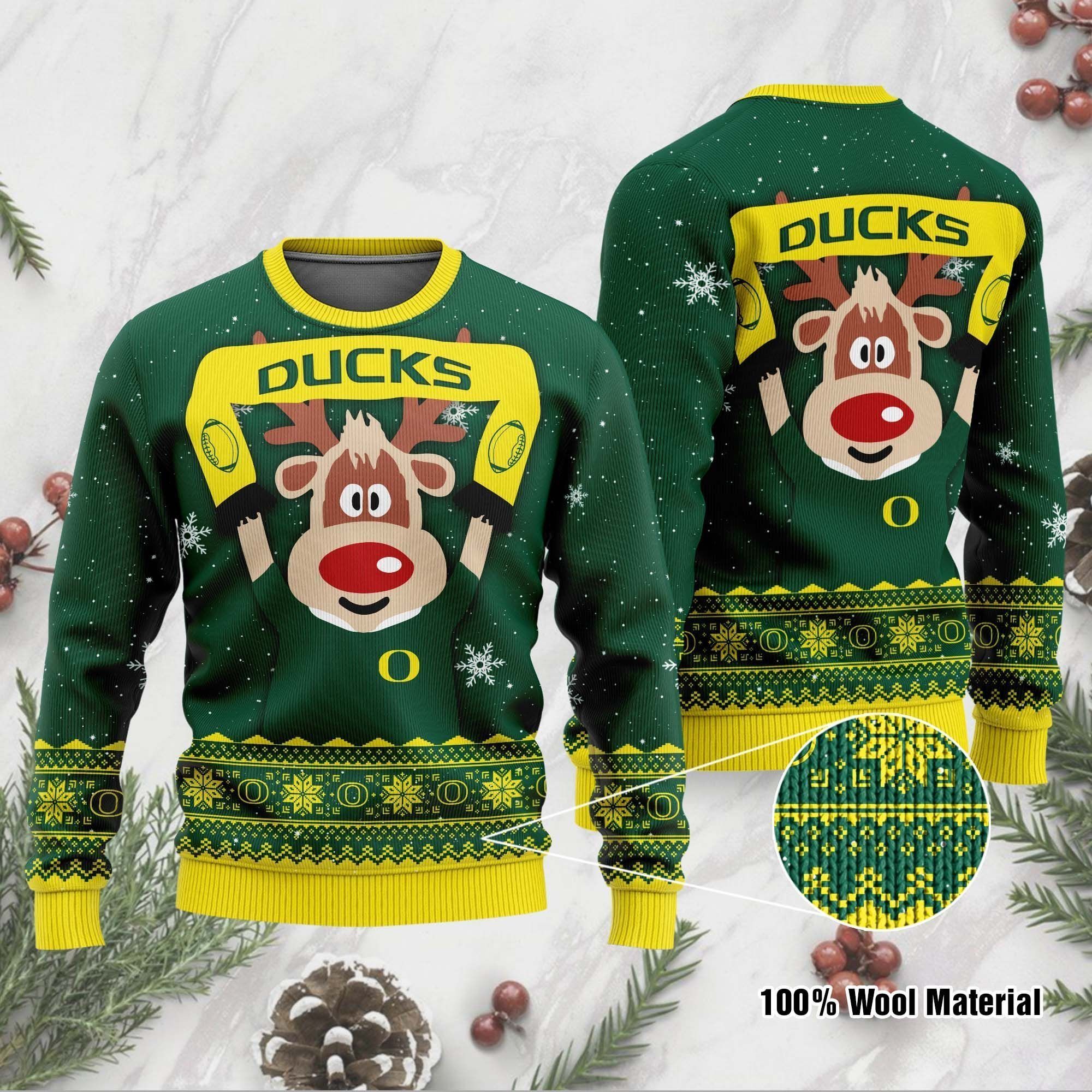 Oregon Ducks Funny Ugly Christmas Sweater Holiday Xmas Party Men Women Plus Size