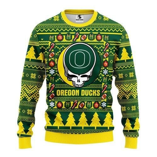 Oregon Ducks Grateful Dead Ugly Christmas Sweater, Perfect Holiday Gift