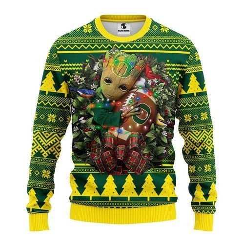 Oregon Ducks Groot Hug Ugly Christmas Sweater Perfect Holiday Gift
