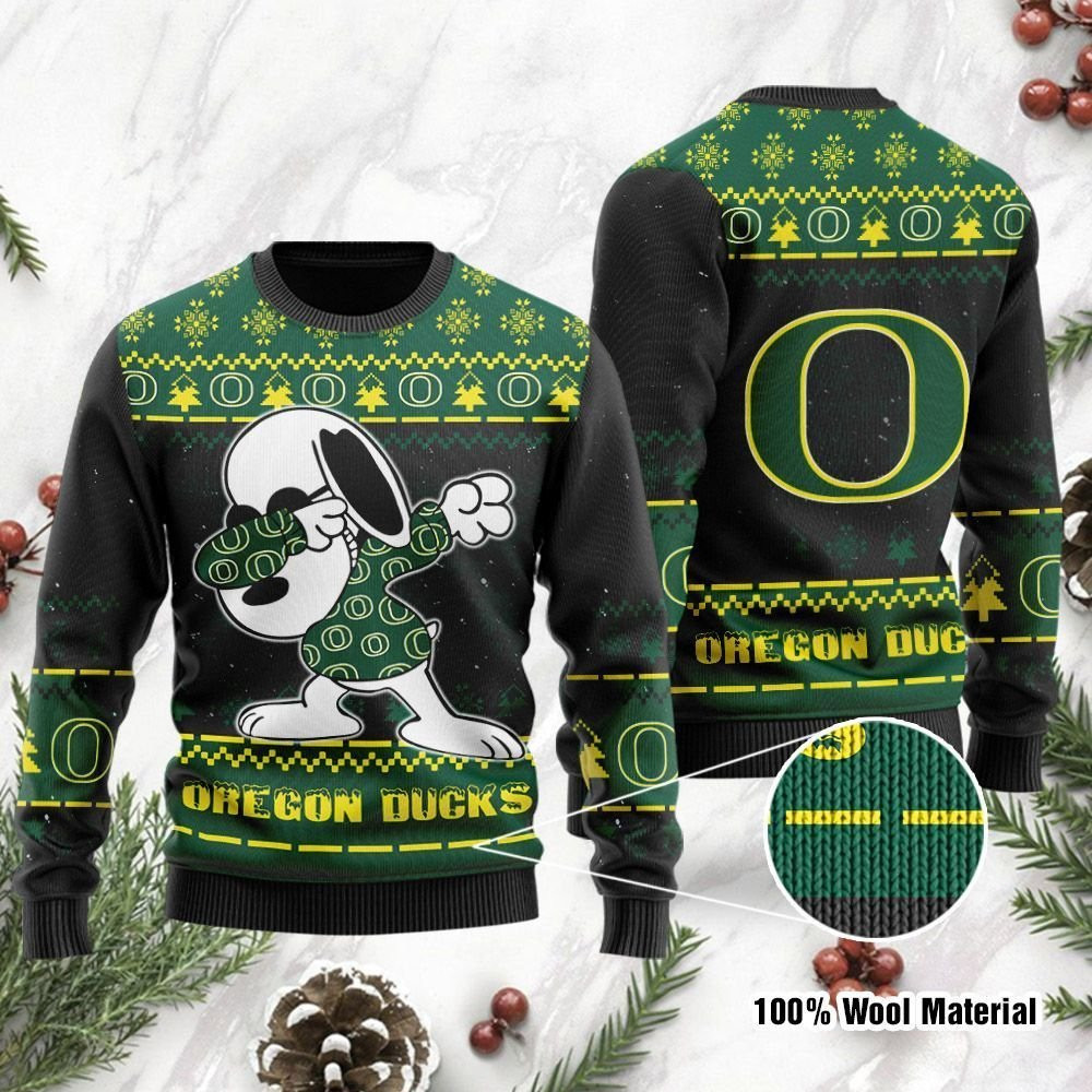 Oregon Ducks Snoopy Dabbing Ugly Christmas Sweater