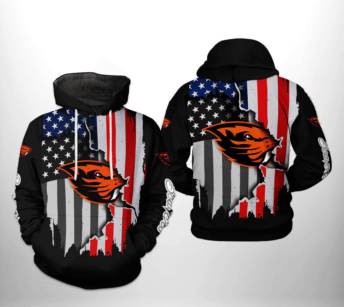 Oregon State Beavers NCAA US Flag 3D All Over Print Hoodie & Zip Hoodie