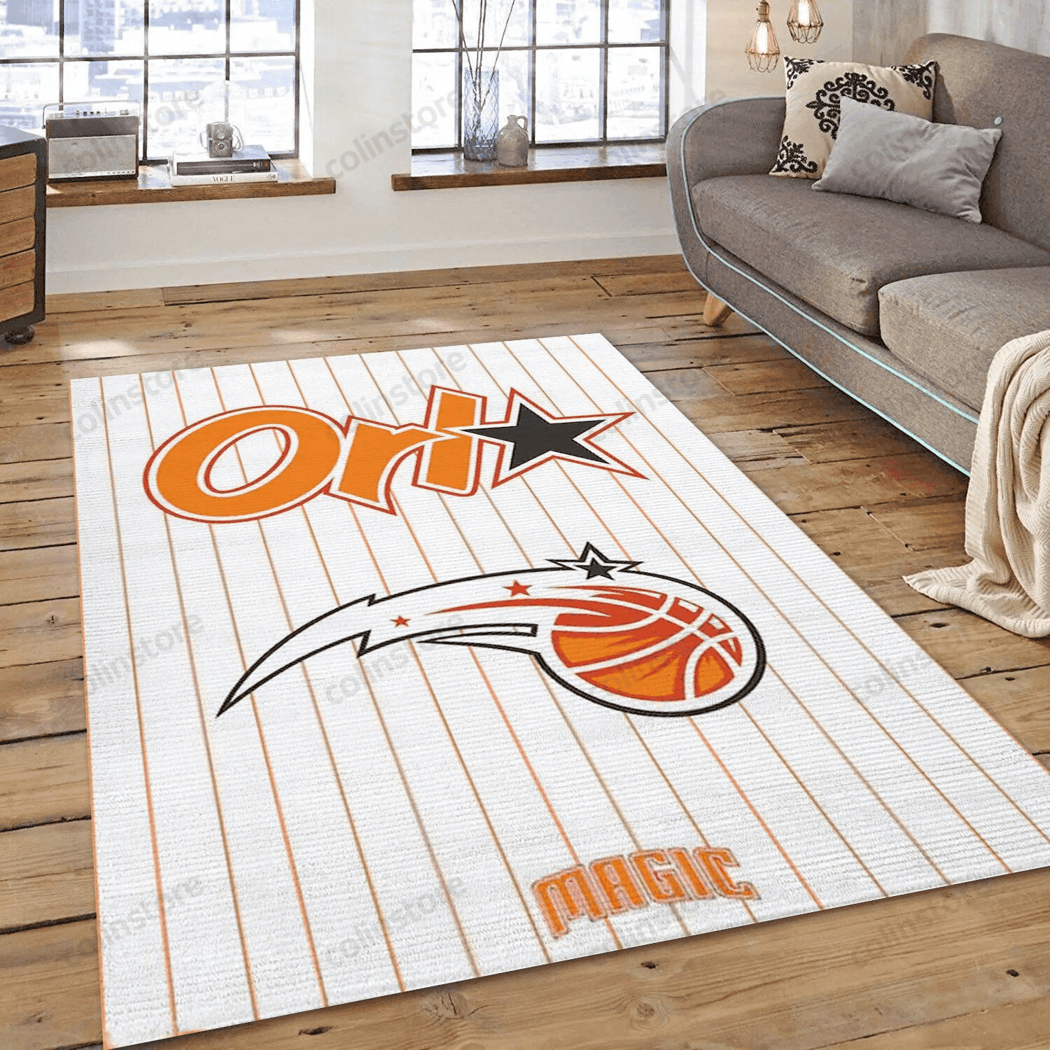 Orlando Magic Team Logo Striped Lines 3D Rectangle Area Rug – Full Print Carpet For Living Room & Bedroom Home Decor